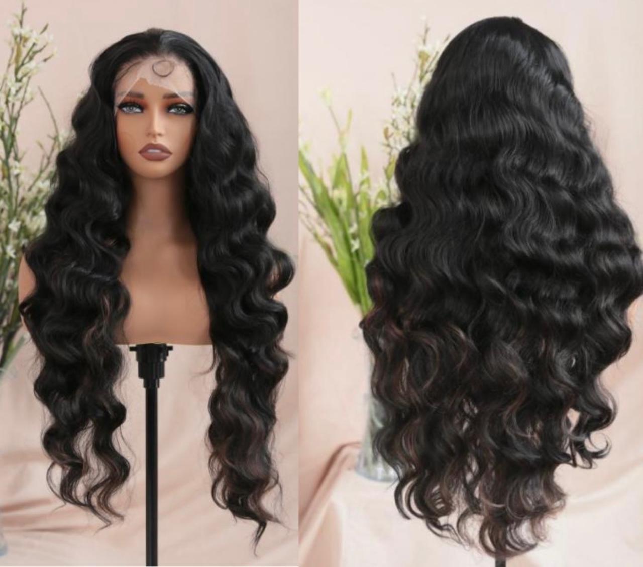 Long Black Body Wave Lace Front Wig