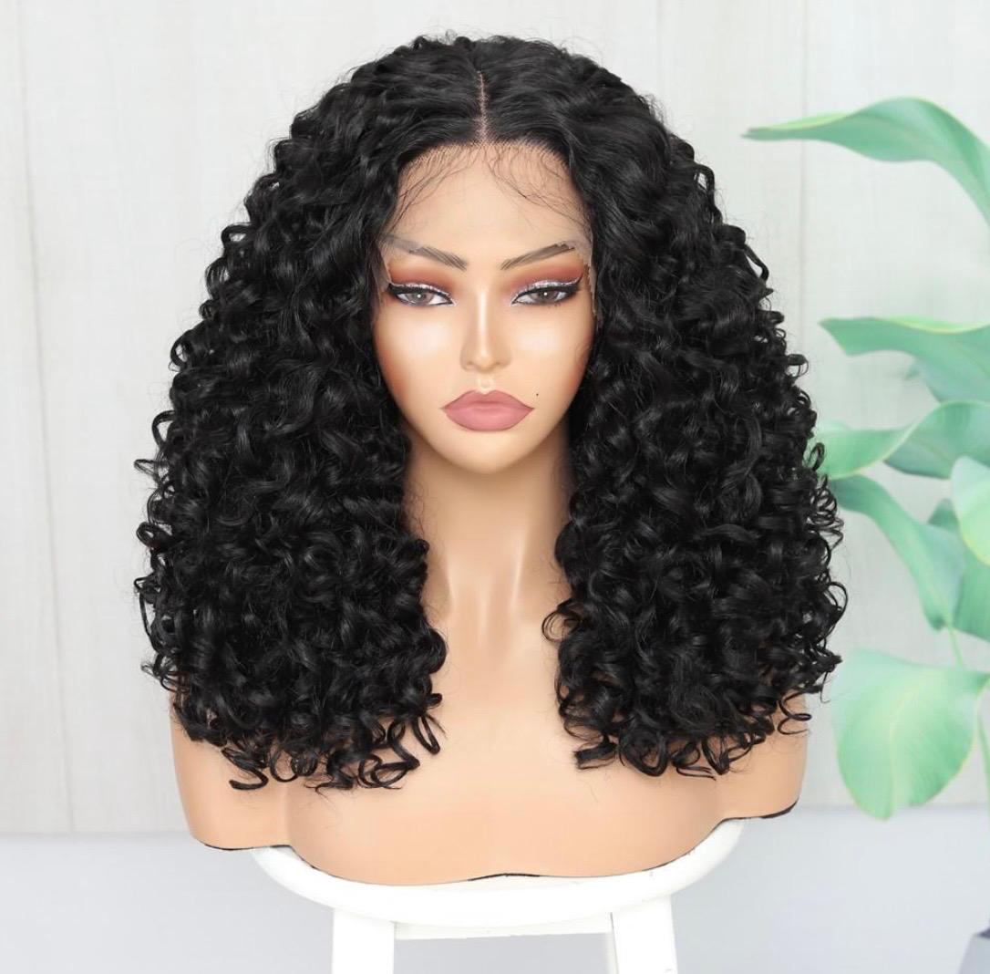 Medium Short Loose Curly Black Wig